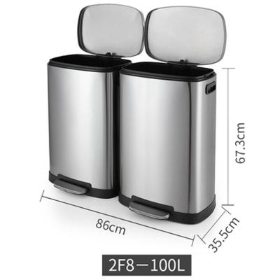 China Silver Rectangular Corrosion Proof 100L Trash Can for sale