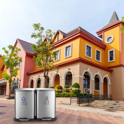 China Fingerprint Resistant 40L Stainless Steel Outdoor Trash Can for sale