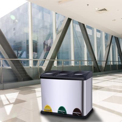 China 410 Stainless Steel 6.34 Gallon Two Compartment Trash Can for sale