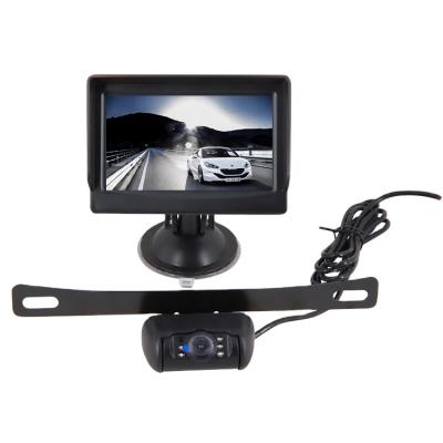 China Night Vision 4.3 Inch 5 Inch Monitor Parking Line Mini Car Dish License Camera Rear View System Backup Kit Europe USA Univeral for sale