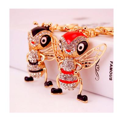 China Promotional Bee Diamond Keychain of the gift E-139 Crystal Bee 3d Crystal Pendant Cute Lovely Promotion Key Holder for sale