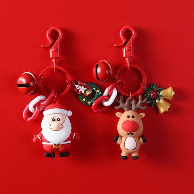 China 2021 Promotional Gift Souvenir 2021 Christmas Key Chains Christmas Key Rings Creative Soft Christmas 3D PVC Key Chains New for sale