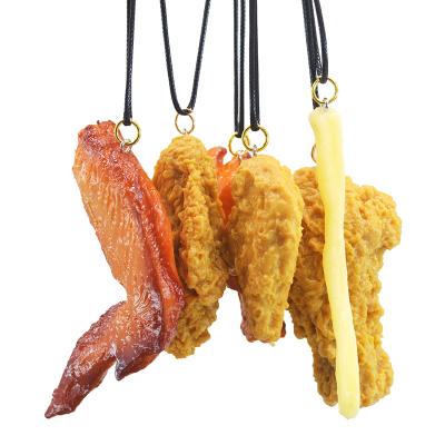 China Promotion Gift E-234 Simulation Chicken Leg French Fries Chicken Nuggets PVC Food Keychain Fun Toy Keychain for sale