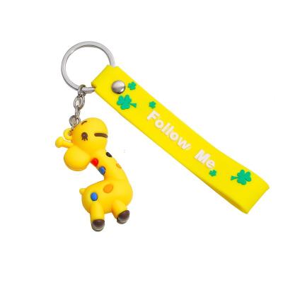 China Promotional Cute Cartoon Giraffe Souvenir E-225 PVC Gift Soft Senior Chain Student School Bag Pendant for sale