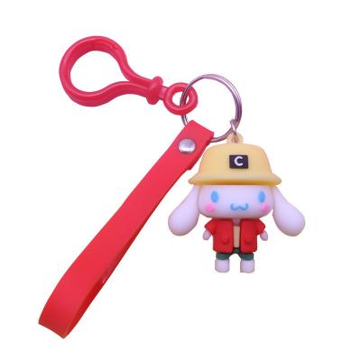 China New big dog ear silicone plastic bag key chain souvenir gift key chain E-229 promotional cute cartoon soft pendant doll for sale