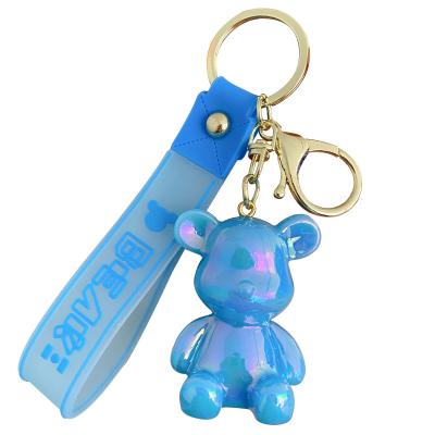 China Metal key chain gift send E-67 popular cartoon colorful bear key chain cool color car key chain cute satchel pendant accessories for sale