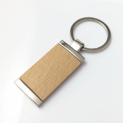 China Eco-firendly E-182 Logo Wood Keychain Rectangular Blank Wood Key Chain Custom Laser Engraving Advertising Key Chain for sale