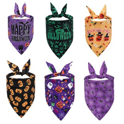 China 2021 Polyester Fashion Pet Christmas Scarf Supplies Wholesale Halloween Dog Cat Pet Triangle Scarf Pet Bandana for sale