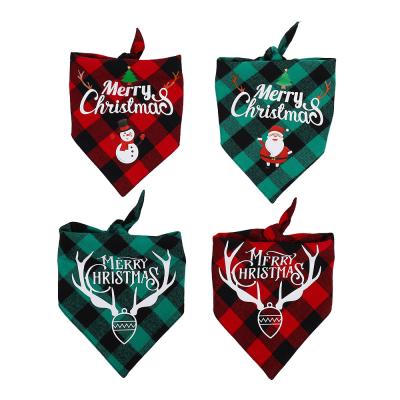 China Wholesale Red Black Cat Christmas Pet Polyester Factory New Triangle Pet Scarf Dog Bandana for sale