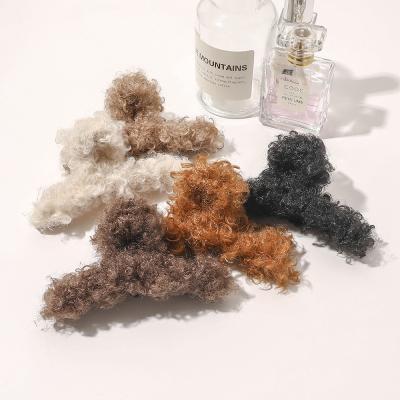 China New 2021 Autumn Hip Hop Winter Faux Fur Claw Clip Teddy Barrette For Thick Hair Claw Clip Women Fashion for sale