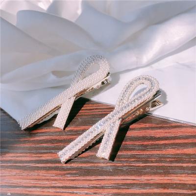 China Korean Hot INS Girl's Hair Accessories Cut Student Crystal Bling Duckbill Sweet Diamond Bead Wholesale Hair Clip for sale