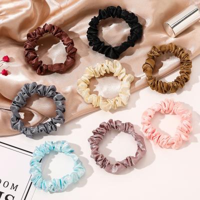 China INS silk elastic hair scrunchies korean high satin scrunchies no hurt women thin satin ponytail ties hair scrunchies for sale