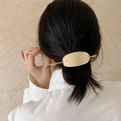 China Wholesale Acrylic French Simple Modern Women's Style Women's Hair Clip French Hairpin Holder Girl Acetate Hairpin for sale