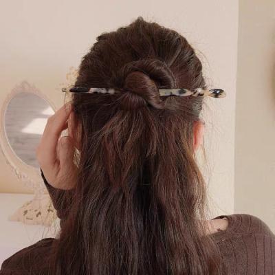 China Wholesale Clasp 17.5cm Hair Accessories Floral Acetate Hairpin Europe America Fashion Elegance Women Tortoise Acetate Hair Hairpin for sale