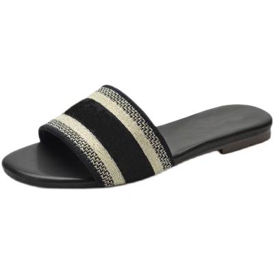 China Original Brand Lightweight Funky Leather Flat Slip-on Luxury Designer Comfortable Fashion Beach Classic Slides Women's Sandals for sale