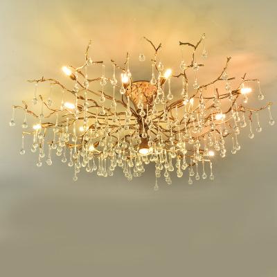 China Modern Hotel Copper Modern Bedroom Villa Bedroom Living Room Lamp Brass Crystal Chandelier LED Blown Glass Chandelier for sale