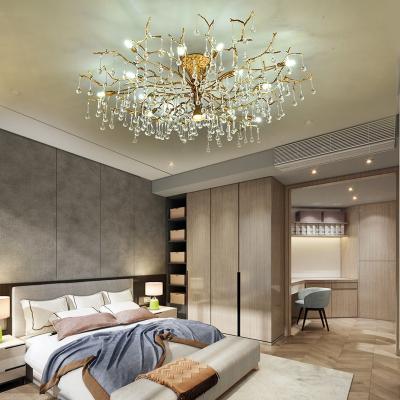 China Modern Ocean Blue Chandelier Living Room Bedroom Villa Hotel Chandelia Brass Crystal Branch for sale