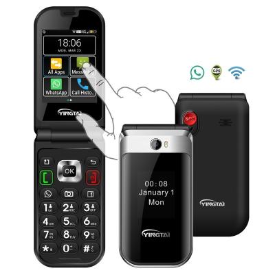 China Top MTK 4G Android Single sim Flip Phone Touch Screen With S0S Key Font Big Speaker Replacement/Dual Sim Card Along Big for sale