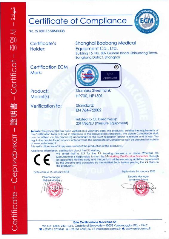 CE - Shanghai Baobang Medical Equipment Co., Ltd.