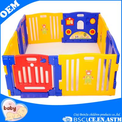 China Plastic 8 Panels Large Large Plastic Colorful Portable Foldable Foldable Playpen With Door For European Standard for sale