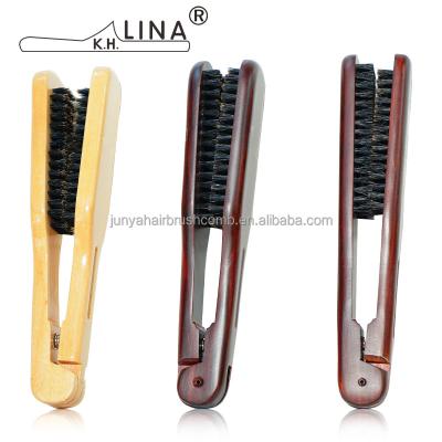 China Vegan Boar Compact Double-Brush Comb Double Sided Hair Brush For Hair Straightening for sale