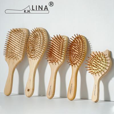 China Eco-Friendly Paddle Scalp Massage Bamboo Hair Brush Around Custom Made Bamboo Brush for sale