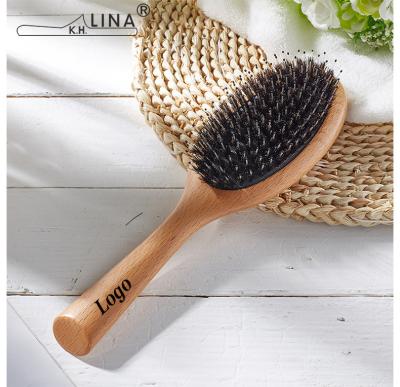 China Best Palette Detangling Black For Growth Wood Hair Brush With Boar Bristle for sale