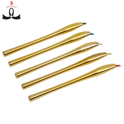 China Gold Luxury Disposable Pen Permanent Makeup Manual Pen Plastic Hot Selling Disposable Manual Eyebrow Microblading Pen for sale