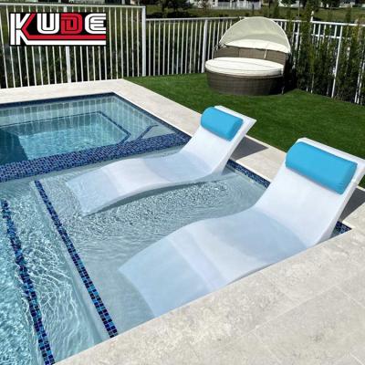 China UV-Resist Outdoor White Polyethylene Lounge Plastic Sun Lounger In-pool Plastic Reclining Luxury Pool Sofa for sale