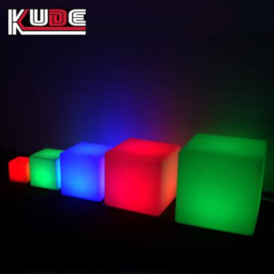 China Modern 12 inch plastic LED glow table cube chair for indoor and outdoor led cube stool for sale