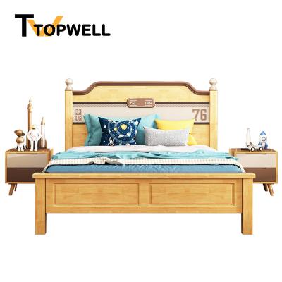 China Boys Bedroom Cribs Kids Cartoon Durable Solid Wood Single Bed Eco-friendly Single Bed Children Furniture Kids Bed for sale