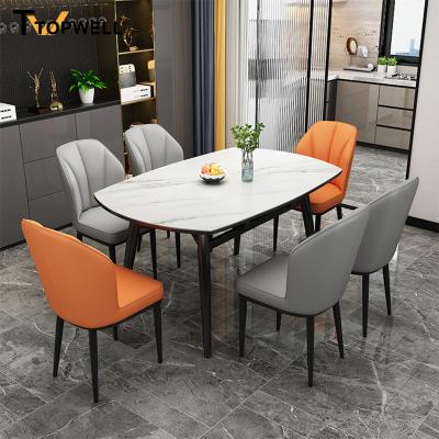 China Nordic Modern Convertible Dining Table Wooden Dining Table With Marble Top for sale