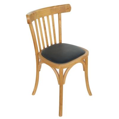 China Wholesale High Quality Furniture Durable Vintage Hotel Restaurant Wood Leather Seat Dining Chair for sale