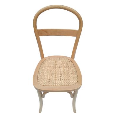 China Durable High Quality Solid Wood Dining Chair Simple Design Restaurant Rattan Seat Wholesale Chair for sale