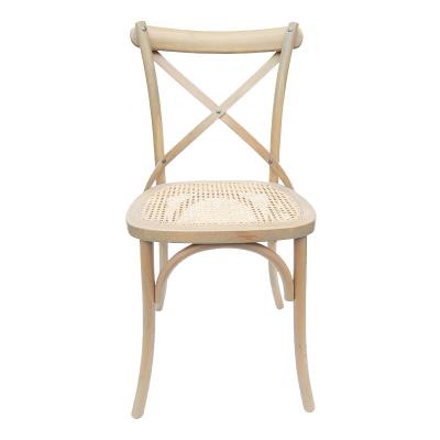 China Durable Modern Rattan Seat Cross Back Chair Wooden Simple Design Dining Chairs for sale