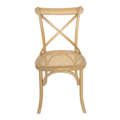 China Durable Hot Sale Classic Design Home Furniture Dining Chair Solid Wood Rattan Cross Back Chair for sale