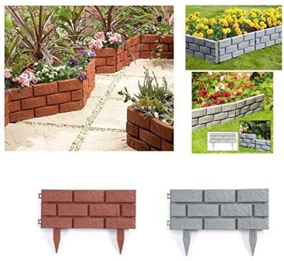 China Easily Assembled And Rot Proof Brick Wall Stone Effect Landscape Lawn Yard Garden Edging Plastic Border 8 Pack for sale