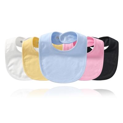 China Antibacterial Hot Selling Baby Bibs Refine White Wholesale Organic Baby Bibs Solid Cotton Baby Insurance Image Button Bandana Drool Bibs for sale