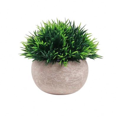 China Hot Selling Amazon Semicircle 2 Pots FY002 Short Needle Grass Bonsai PE Foam Bonsai Set Natural Degradable Potted Plants Pulp Green Plant for sale