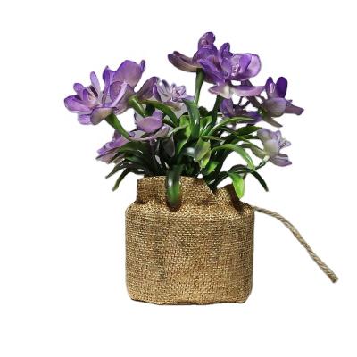 China PE Amazon Home Furnishings Hemp Rope Bags Simulation Plants Home Potted Simulation Indoor Office Flowers and Green Plants Small for sale