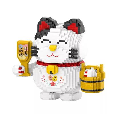 China Educational Box of Lego Building Block Bricks Maneki Neko Lucky Cat Shaped Piggy Bank Kids Toy Gifts Coin Money Saving Wholesale Money Saving for sale