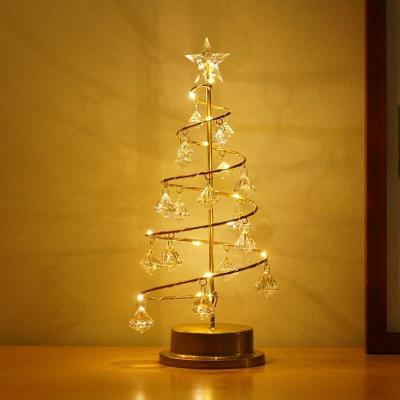 China Modern Border Warm Cake Lamp Christmas Tree LED Night Lights Bedroom Decoration Star Shaped Crystal Table Lamp Tree Night Lights for sale