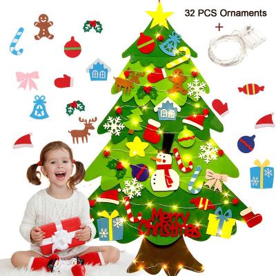 China Party Festival Kids DIY Felt Christmas Tree Decorations Christmas Felt Free Felt Christmas Tree Ornaments With String Light for sale