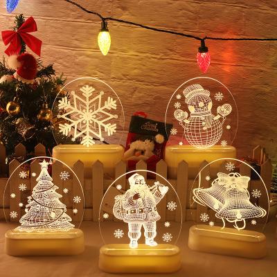 China Party Festival Christmas Decoration 3D Night Lights Festival Holiday Lamp Bedroom Table Lamp LED Decoration Lights for sale