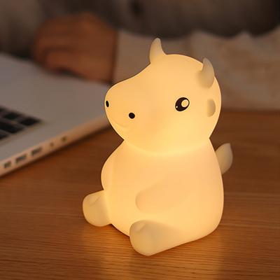 China Wholesale Modern Cartoon Cow Shaped Silicone Night Lights USB Top Baby LED Night Light Dual Layer Color Change Colorful Faucet Charging for sale