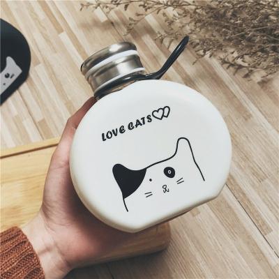 China Wholesale Stocked Cartoon Cat Drinking Water Bottle Outdoor Cute Sports Tumbler Portable Plastic Water Bottle for sale