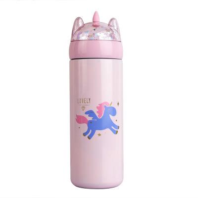 China Stainless Steel Modern Creative Cartoon Unicorn Insulated Thermos Vacuum Cup Kids Portable Vacuum Cup for sale