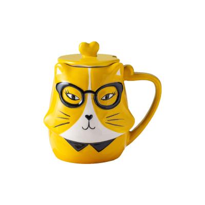 China 3D Cartoon Cat Shaped Ceramic Cup Coffee Mug Gift Stocked Ceramic Coffee Mug Wholesale Animal Milk Tea Office Mug for sale