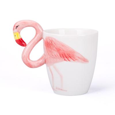 China Wholesale Stocked 3D Cartoon Animal Flamingo Shaped Ceramic Mug Logo Gift Coffee Mug Custom Made Milk Tea Ceramic Office Cup Coffee Mug for sale