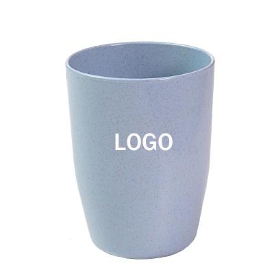 China Stocked Advertising Logo Washing Cup Wheat Straw Gifts Custom Portable Wash Cup Plastic Tooth Mug for sale